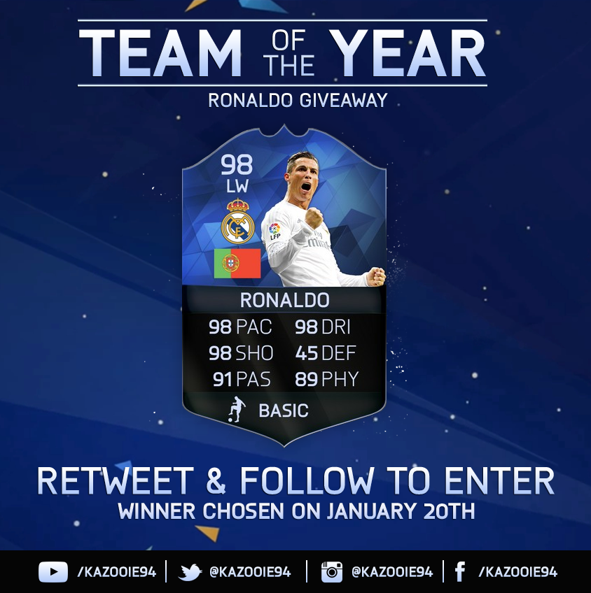 Kazooie94's tweet photo. Retweet &amp; Follow for a chance to win #TOTY Ronaldo! https://t.co/zHALSZ0g7d