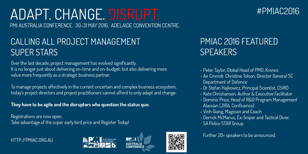 PMI Australia Conference 2016 - Super Early Bird Registrations are now open pmiac.org.au