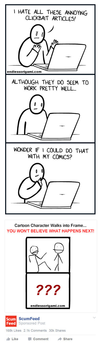 endless_origami's tweet photo. See Today's Comic Here! "Clickbait Comics" https://t.co/AxyABwtIR2 https://t.co/bdknwgJyS0