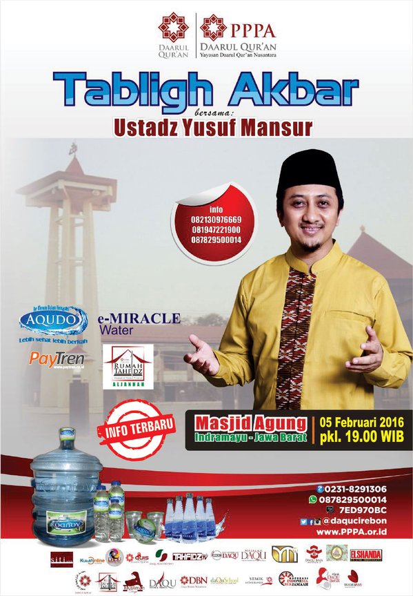 kotaindramayu's tweet photo. Tabligh akbar bersama Ust @Yusuf_Mansur, 5 Feb 2016, Pkl 19.00 WIB di Masjid Agung Indramayu #eventIMY https://t.co/8a9D13ym50