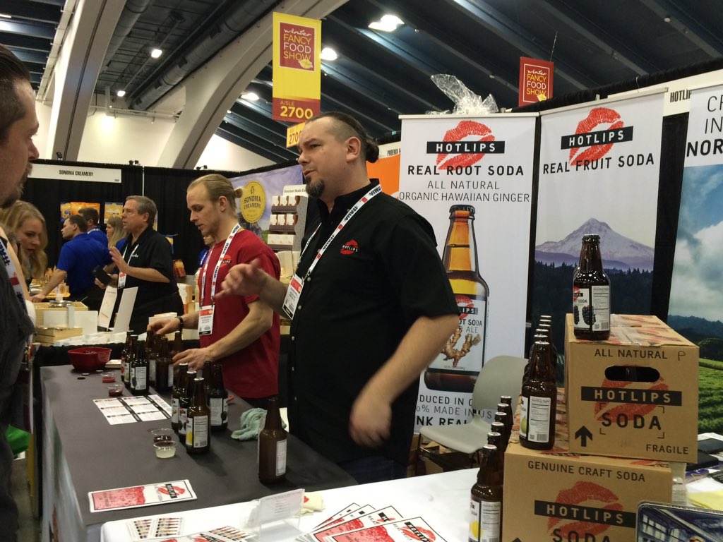 Team HOTLIPS making friends at #fancyfoodshow! Stop by our booth for a drink!