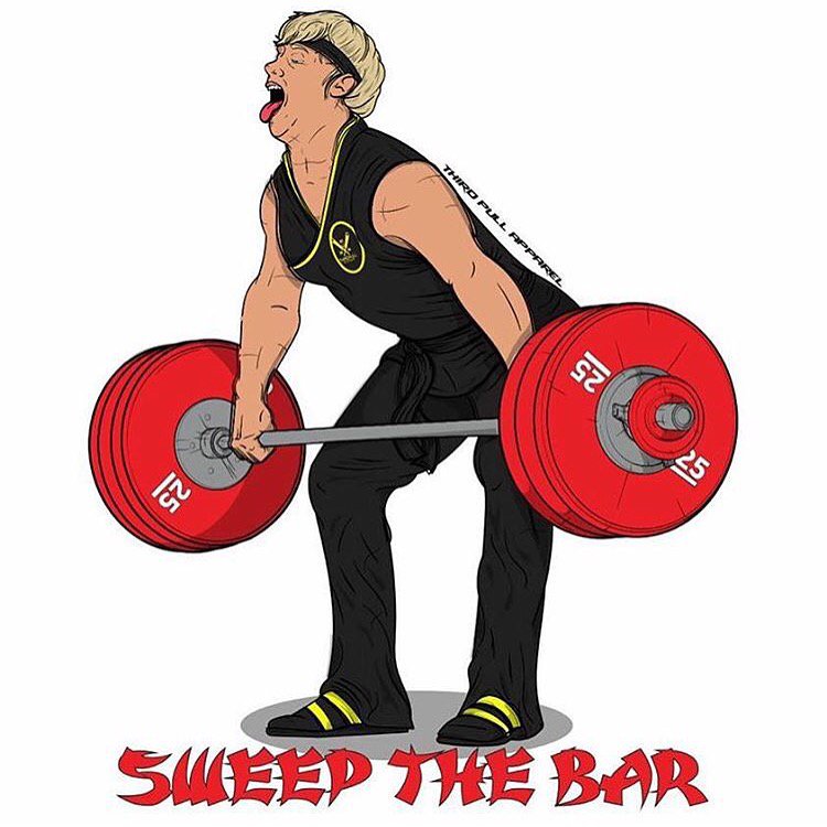 jaredfleming94's tweet photo. Tongues out guns out baby! Sweep the bar Cobra Kai style in 2016! Grab yourself one today at https://t.co/C3LR2qWTH1 https://t.co/clPlosXnXF