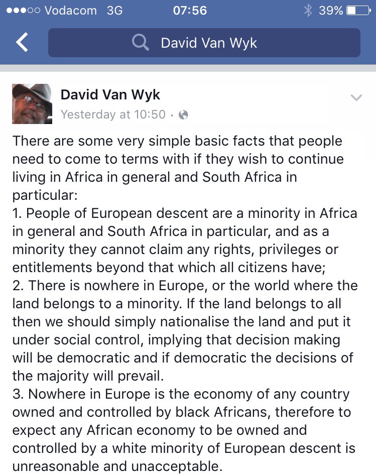 khayadlanga's tweet photo. From a fellow white South African to other white South Africans. Powerful. https://t.co/QDO5tl7lJB