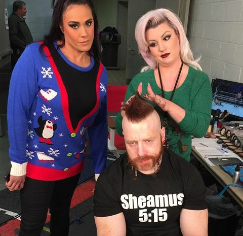 ELugooV's tweet photo. Thanks girls @WWEMakeUpDivas 
for what they do with @WWESheamus always leave very handsome 😍😘 https://t.co/MajLN0ynEa