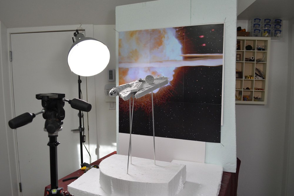 #StarWars #EpicYarns behind-the-scenes day 1 of 30: cardboard &amp; felt Millennium Falcon + shoot