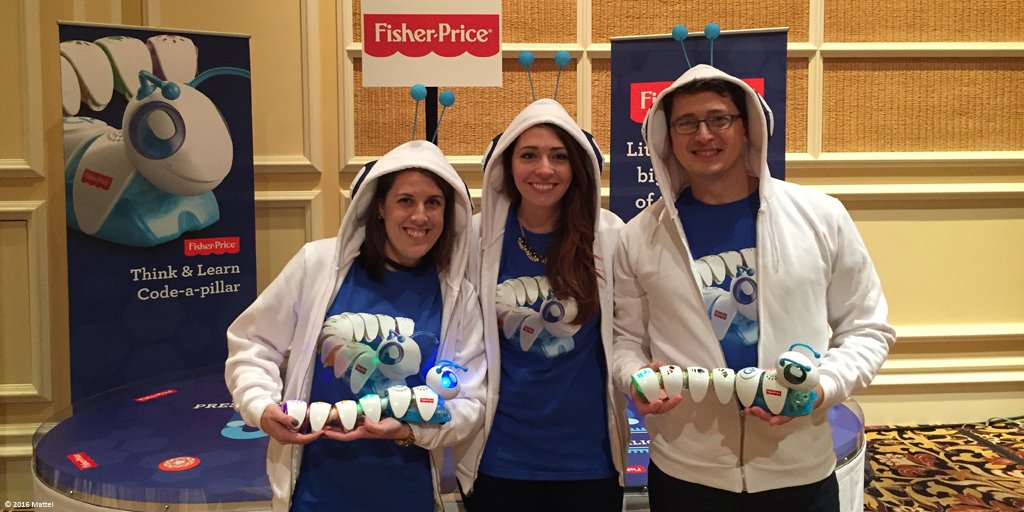 FisherPrice's tweet image. At #CES2016? Stop by tonight to see this cool crew &amp;amp; their friend, Code-a-Pillar. It won&apos;t disappoint. #Codeapillar
