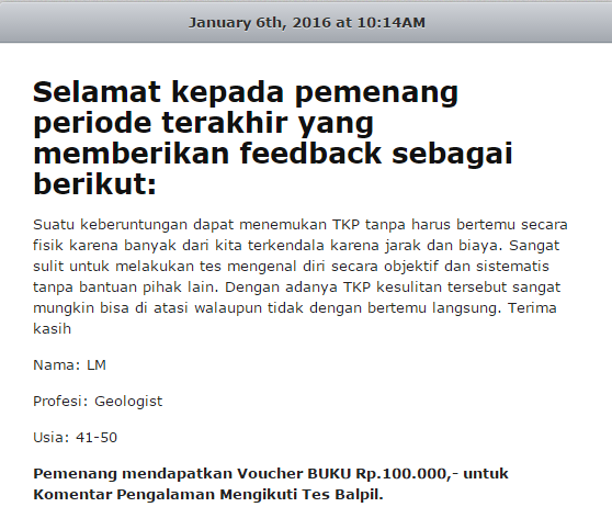 Selamat kpd pemenang voucher buku terakhir yg memberikan feedback balpil.tumblr.com/post/136719995…