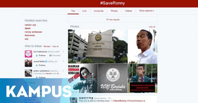 Dukungan untuk Ketua BEM UNJ Terus Bergulir di Medsos okz.me/UHTn