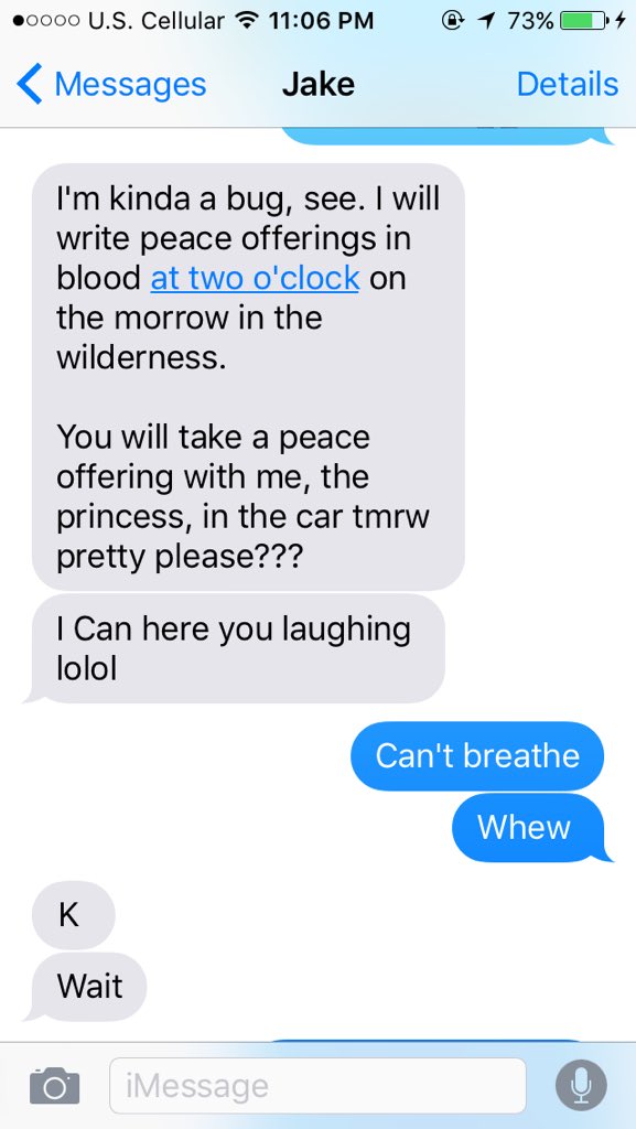 megan8oswald's tweet photo. Night convos with Jake 😂😂😂 brb ded https://t.co/slDS5Og91V