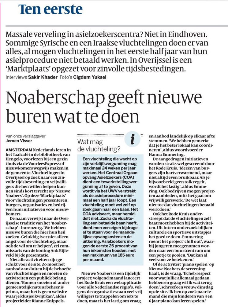 JIJ &amp; Overijssel met Nieuwe Noabers in de <a href="/volkskrant/">de Volkskrant</a>