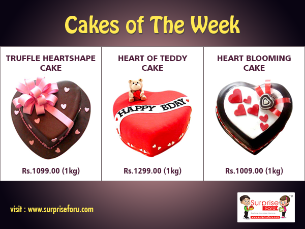 Cakes of the week
For Order: bit.ly/1TDLOae

#Heartshapedcakes #freedelivery #Ahmedabad #SurpriseForU