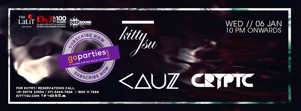 Go_Parties's tweet photo. Live W/ #CAUZ & #CryptC at @KittySuIndia ― Wed 6th Jan, 2016 | 10 Pm Onwards! Register with https://t.co/iiLWjtNnVJ https://t.co/5eW48s8WBt