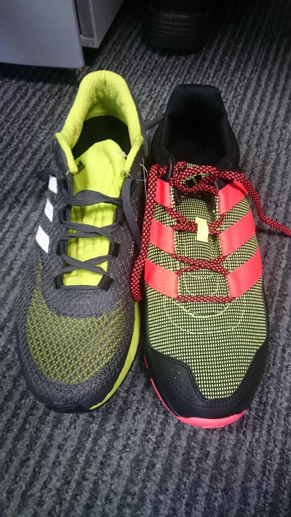 marathonman91's tweet photo. Loving my 2 new pairs of @adidasrunning shoes for the new season. Looking forward to 2016. #onroad #offroad #running https://t.co/mPmgiYaXDP