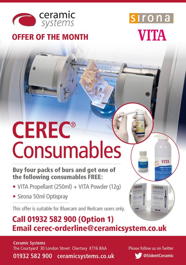 SidentDentalSys's tweet photo. SPEC. #dental OFFER for Nov: buy #CEREC #Burs + get #vita spray/power or #sirona #optispray FREE! https://t.co/1ljvIaxVZs
