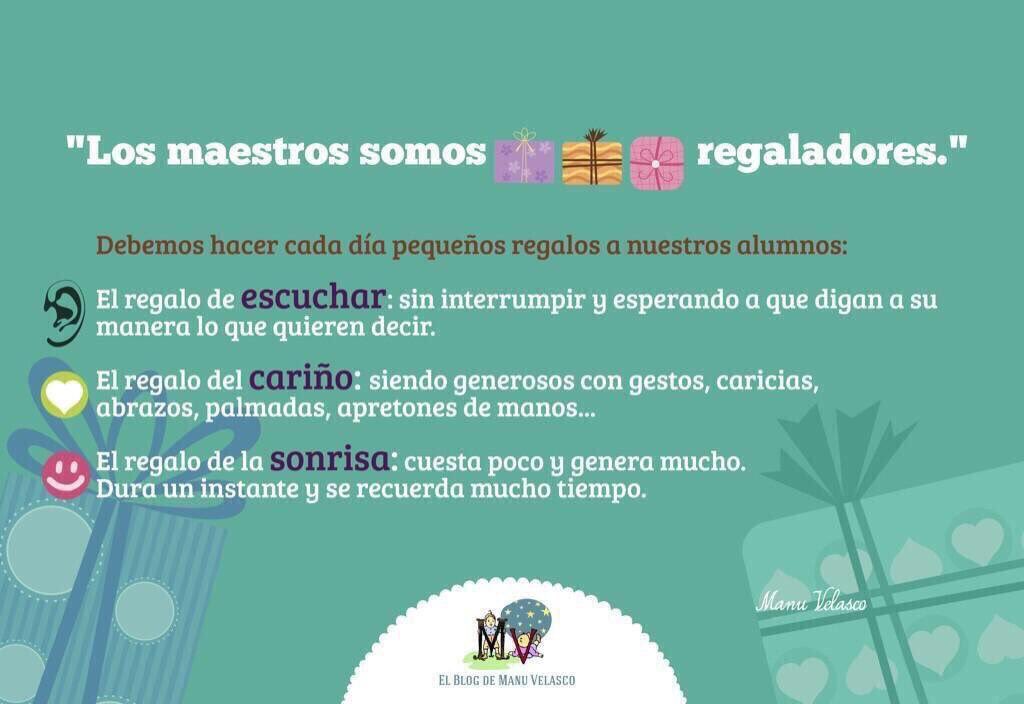 Manu___Velasco's tweet photo. Los maestros somos regaladores. No nos olvidemos, los regalos más importantes son gratis. https://t.co/ZP0tGGvhrZ https://t.co/xicCT0Y9Tn