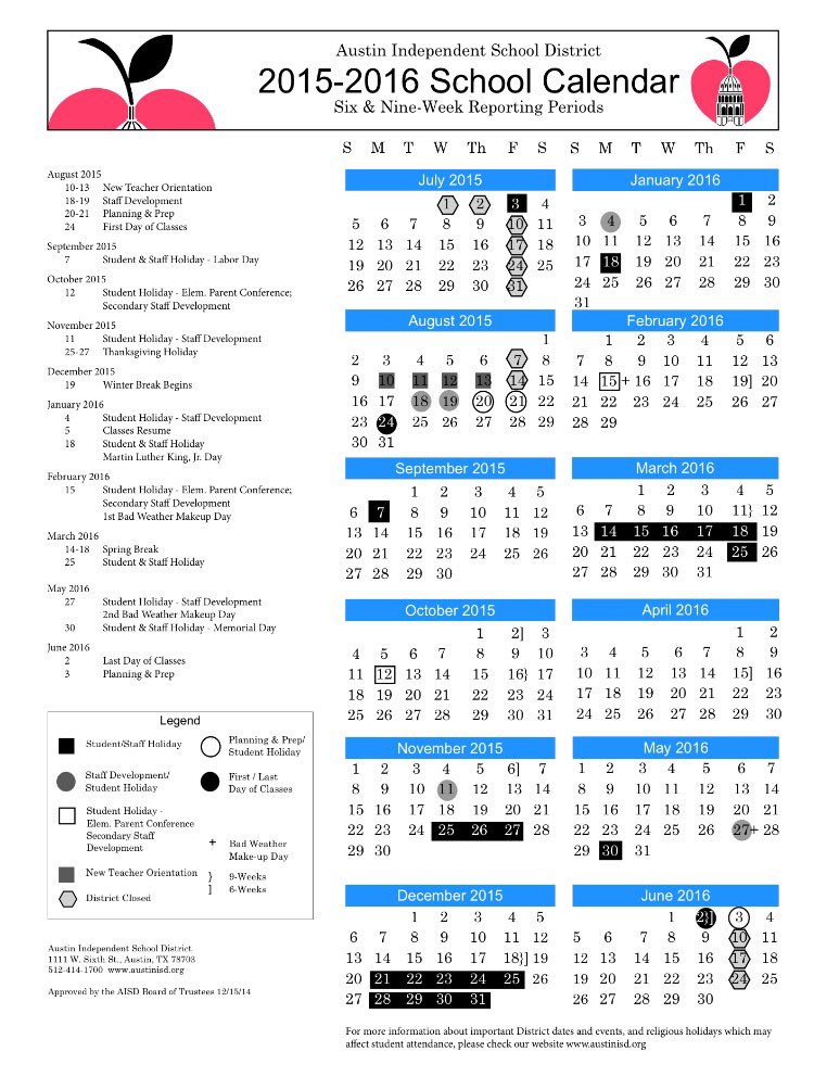 Melissa B. Taboada On Twitter: &Quot;Need To Plan Ahead? Check Out @Austinisd'S School Calendar In ...