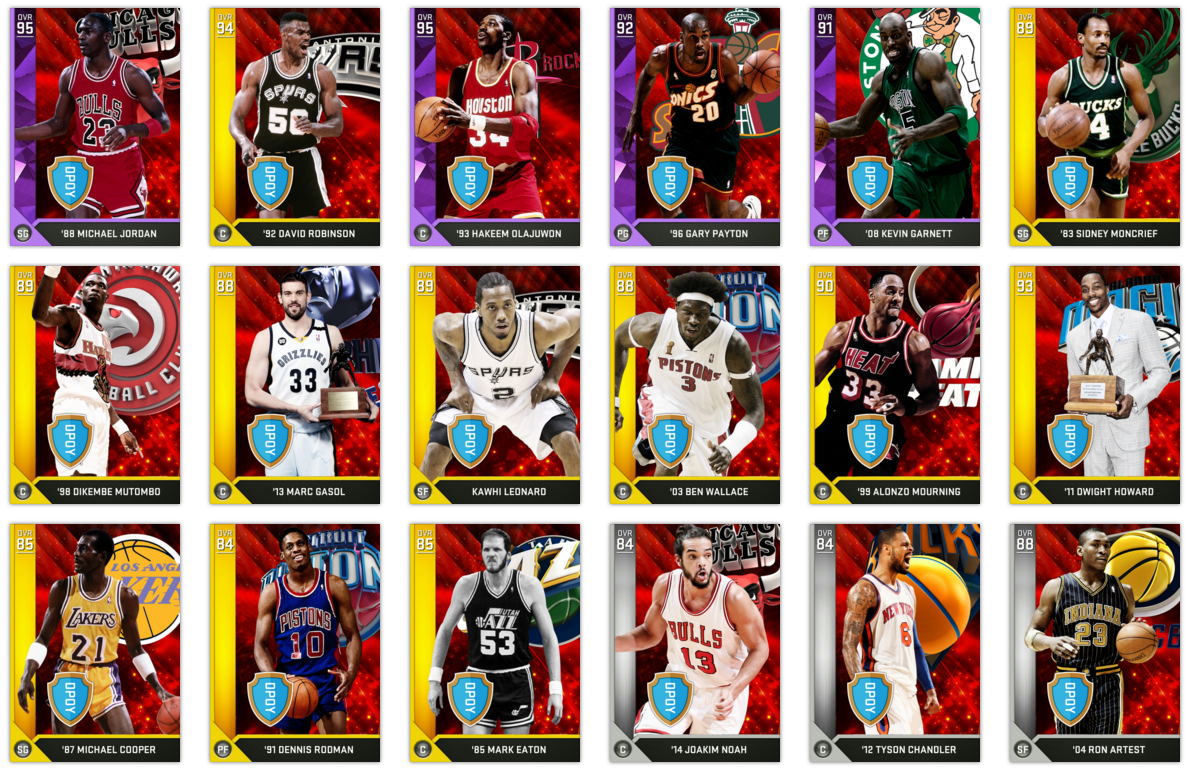 2KMTCentral's tweet image. DPOY cards were also updated today, looks like these are the final ratings! Packs on friday. 2kmtcentral.com/16/players/spo…
