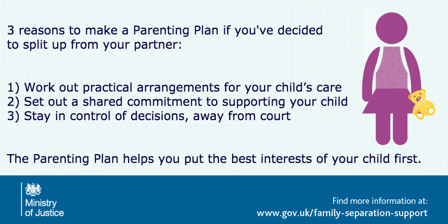 MoJGovUK's tweet image. 3 reasons to make a Parenting Plan if you’re separating from your partner ow.ly/WHmJQ #SeparationSupport