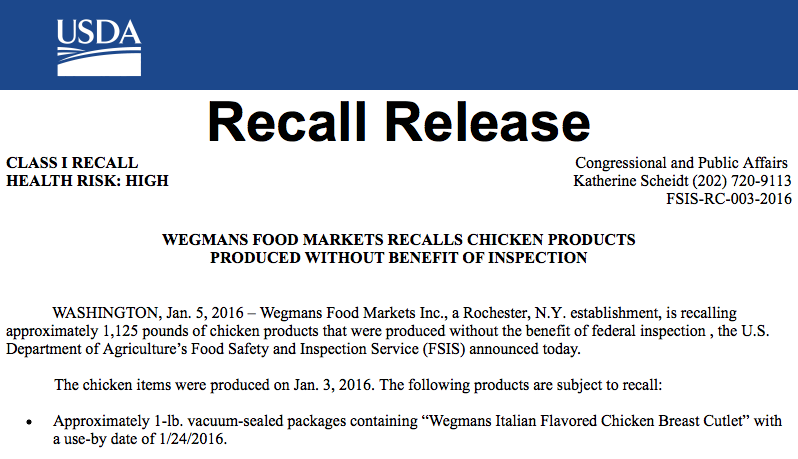 .<a href="/Wegmans/">Wegmans Food Markets</a> grocery store chain recalls more than 1,000 pounds of chicken:

bit.ly/1Z8AnhF