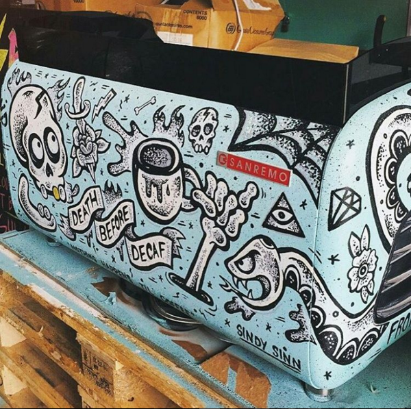 We #love this hand painted <a href="/Sanremomacchine/">Sanremo Machines</a> #SanremoVerona machine <a href="/sanremocoffeeoz/">Sanremo Coffee Aust</a>  #DeathbeforeDecaf #coffee