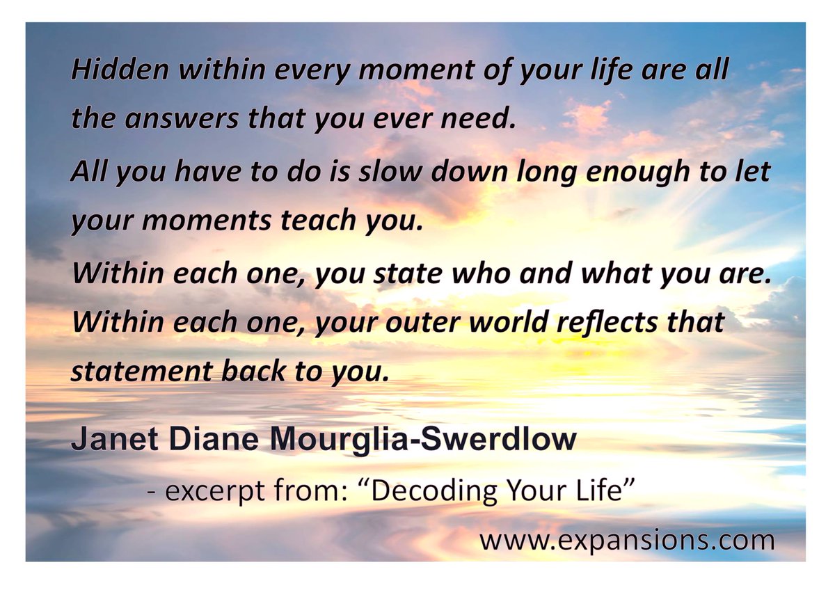 expansionsnews's tweet photo. For more "Decoding Your Life" Janet Diane Mourglia-Swerdlow https://t.co/GvYfbSOqqv
#Expansions #DecodingYourLife https://t.co/pXfd9JkZ7o