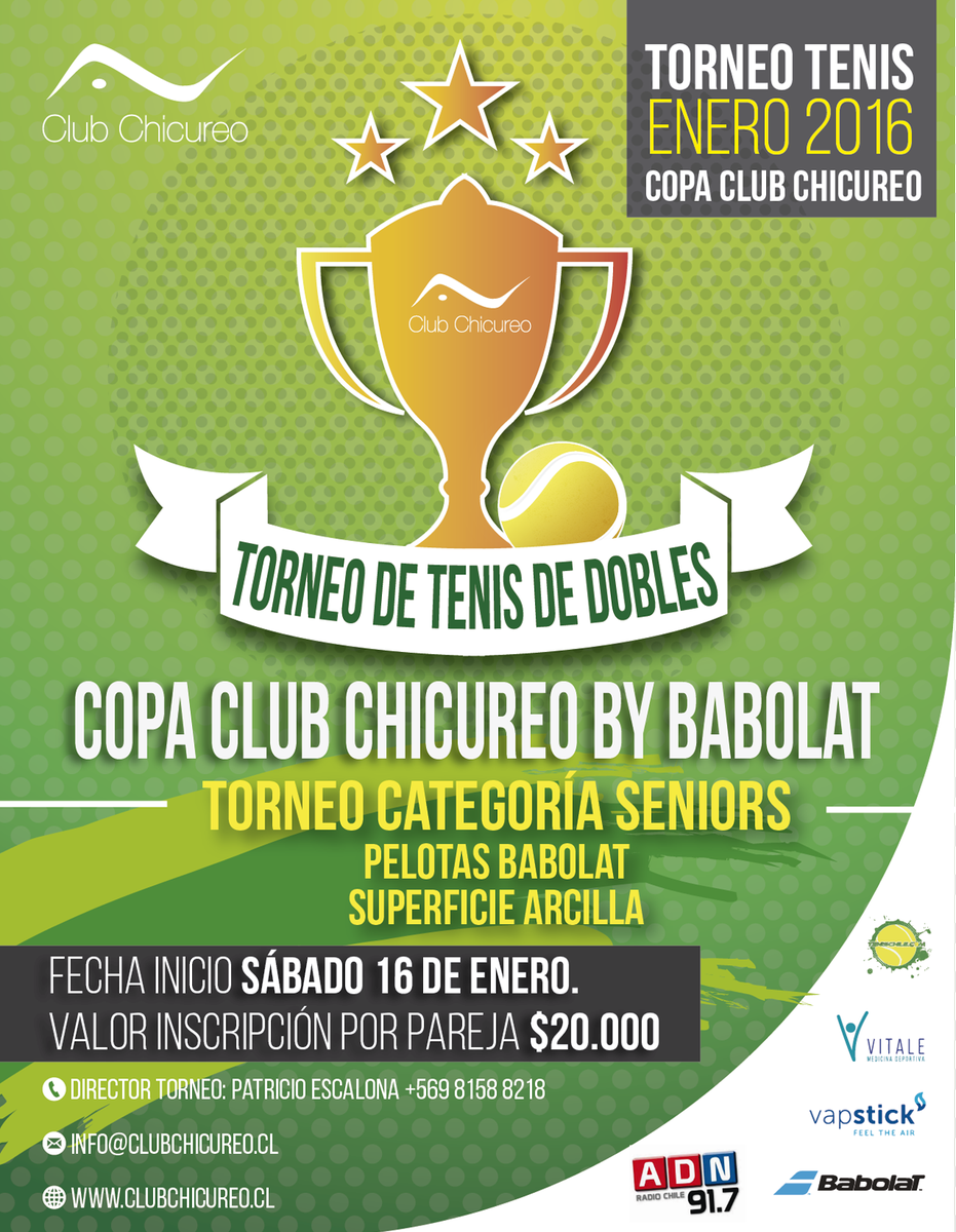 Club_Chicureo's tweet photo. Inscríbete Torneo Tenis Doble Copa Club Chicureo Categoria Seniors Te esperamos #ClubChicureo info@clubchicureo.cl https://t.co/CCQwgQtj8C