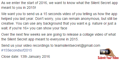 getCYPHERapp's tweet photo. Join our #15Secondsof2015 challenge, tell us how the #SilentSecretApp helped you last year! :-) https://t.co/ve2dswaBuP