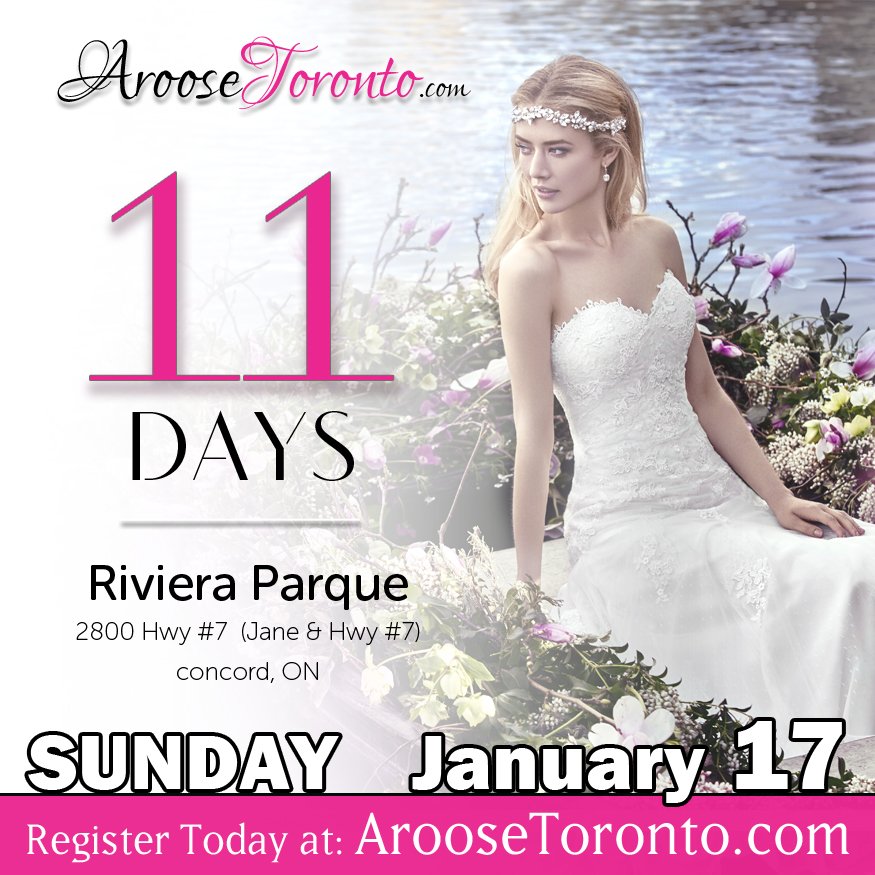 Booth Rental is nearly Sold Out for the #ArooseToronto Persian #BridalShow. Don't miss out! Call Now! 416-874-8000.