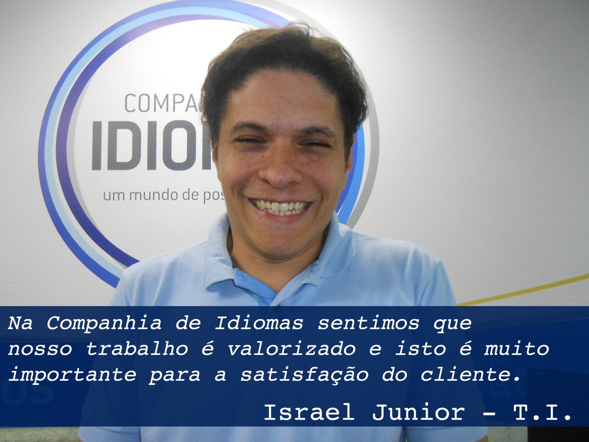 CIdiomas's tweet image. Israel Junior, nosso T.I., conta o que significa trabalhar na Companhia de Idiomas! #orgulhodepertencer