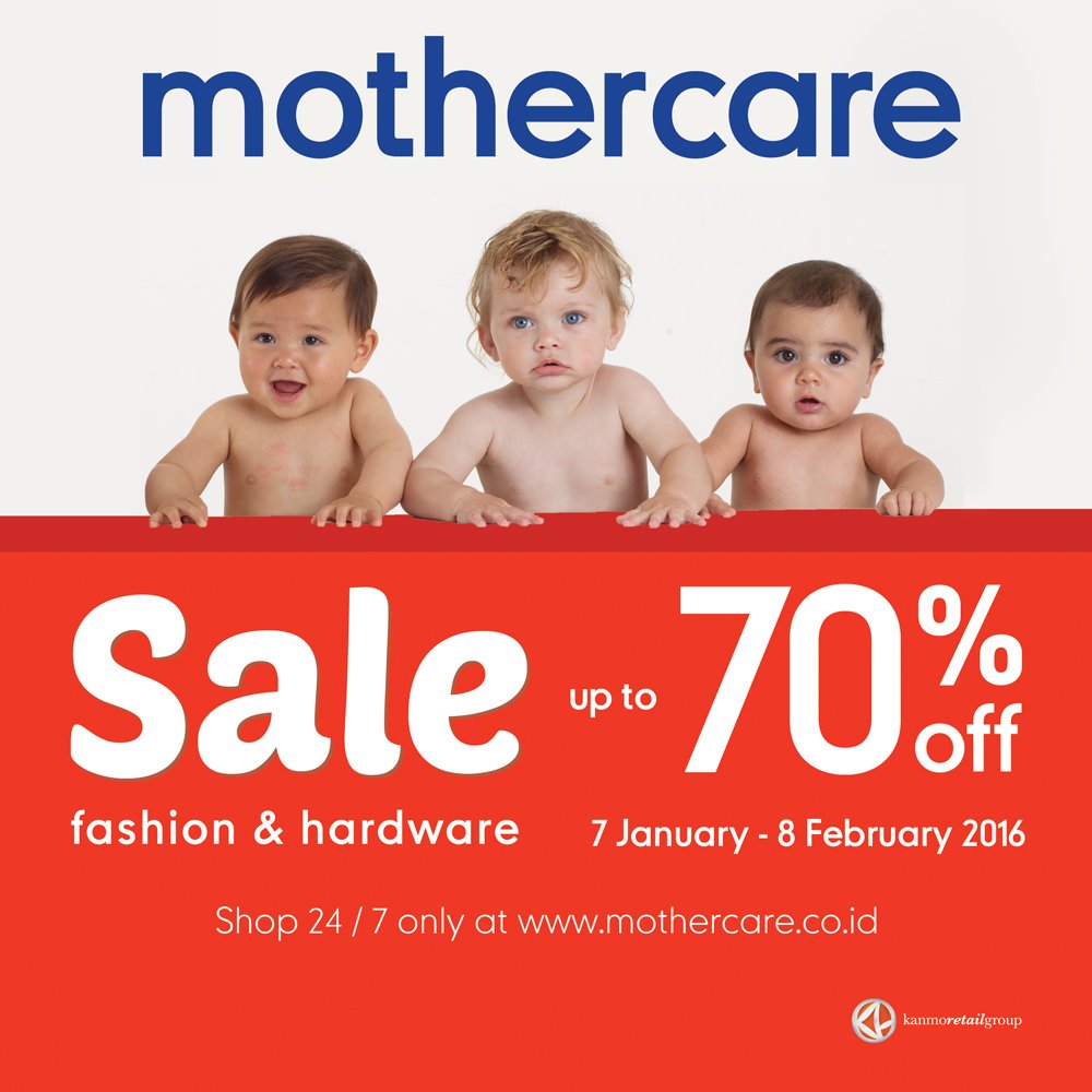 Hi Bunda.. Mothercare SALE up to 70% off mulai besok! 
Reweet info bagus ini ya :)