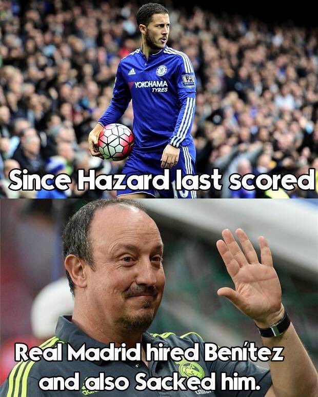 FootballFunnys's tweet photo. Since Hazard last scored... https://t.co/RfuDcEazHD