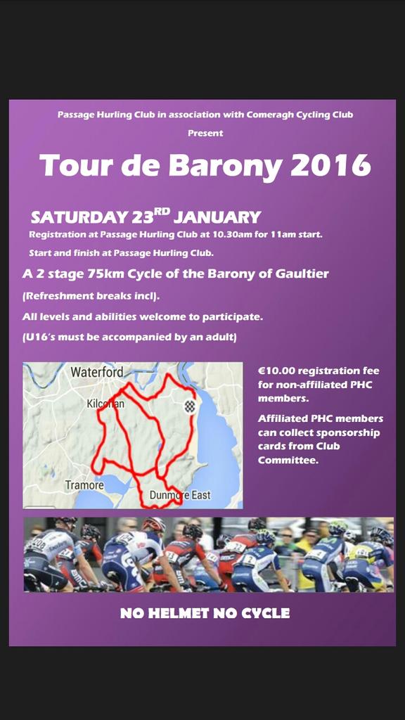 It's Tour De Barony Time! It's taking place on the 23rd of January. All details are outlined in the poster attached.