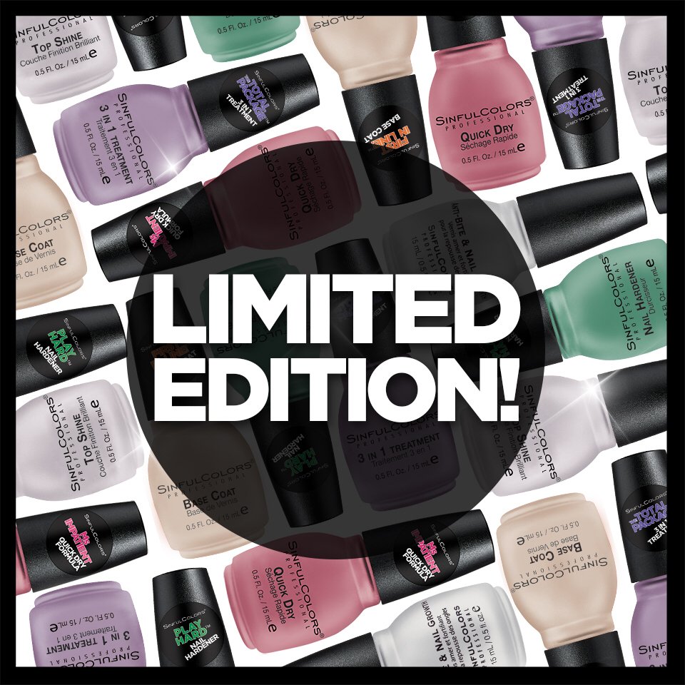 SinfulColors's tweet image. Check out @walgreens for new #sinfulcolors nail treatment products! #resolutiontime #2016 #limitededition #nails
