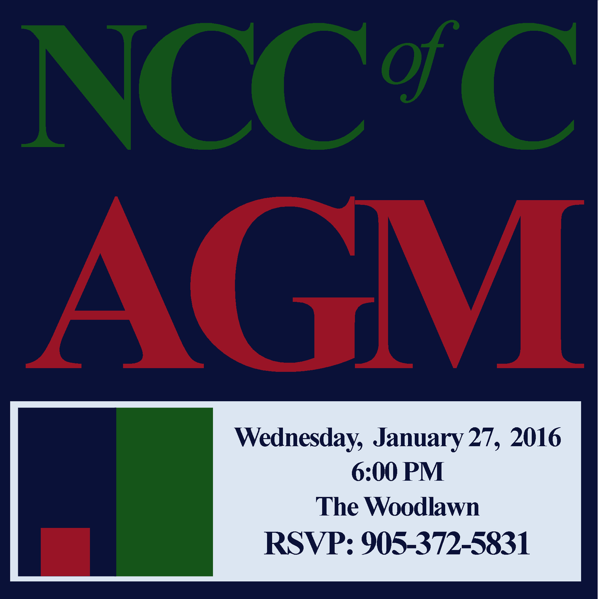 On Wednesday, January 27, we'll be be hosting our 109th Annual General Meeting of the Membership! #NCCofCAGM