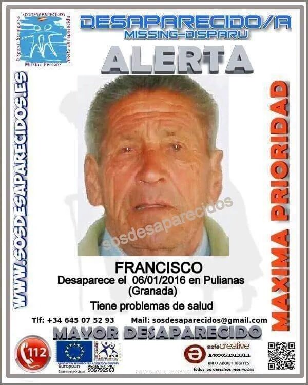 guardiacivil's tweet photo. #Colabora
Seguimos buscando a Francisco, un #mayor #desaparecido en #Granada
¿Le has visto?
☎062
☎112
Tu RT ayudará https://t.co/CgmtGhfQ5F