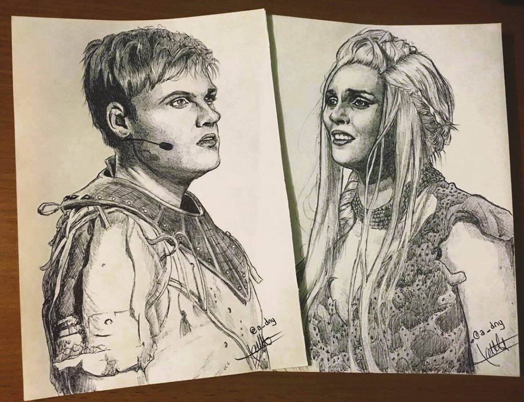 A_Dny's tweet photo. Portraits au bic, un pour chacun ⚔ #lancenievre @charliemusic30 @CamilleLou_Off #lalegendeduroiarthur https://t.co/nrdFq5yxjx