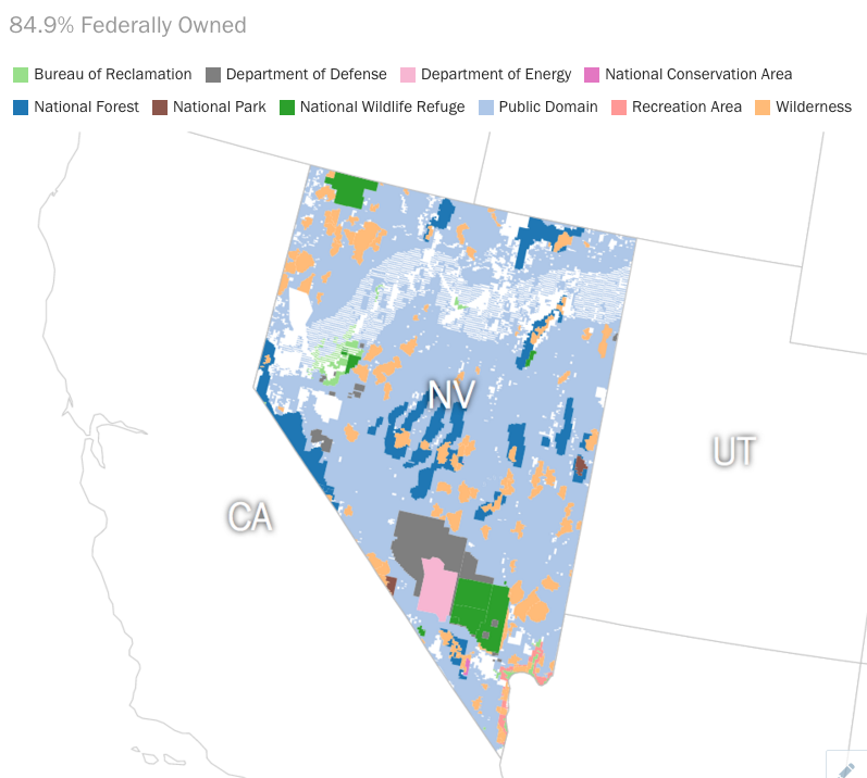 davejohndc's tweet photo. The federal gov't owns 85% of Nevada! See other states where the gov't owns the most land: https://t.co/yxolo5aqUW https://t.co/kdKkf27qhn