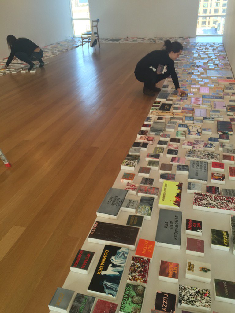 bettytompkins's tweet photo. Install day 2. Opens at Flag Art Foundation 1/20. #womanwords https://t.co/CXKS1xvovc