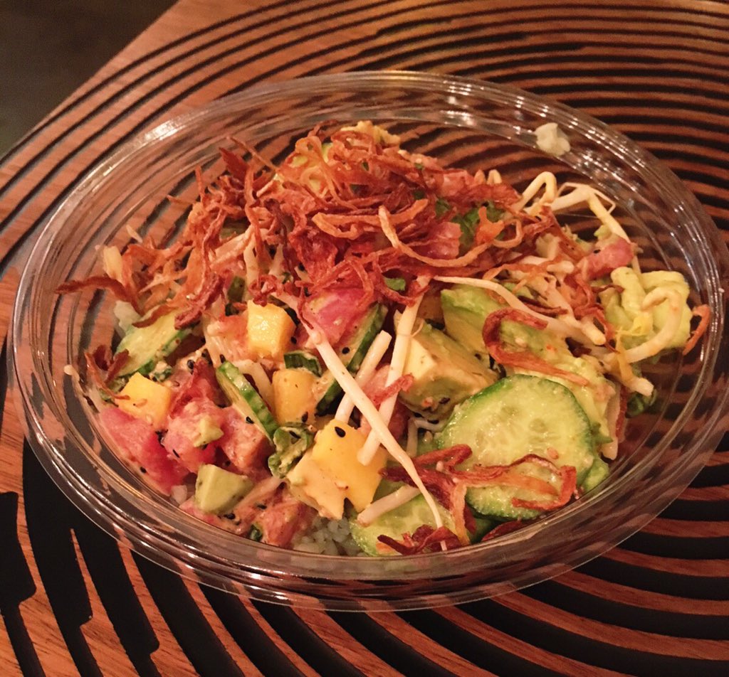 thebiteatduke's tweet photo. Delish ahi tuna poke bowl from @sweetfin in Santa Monica, CA. Someone bring poke bowls to Durham! #biteonbreak https://t.co/N8dwAnMA3C