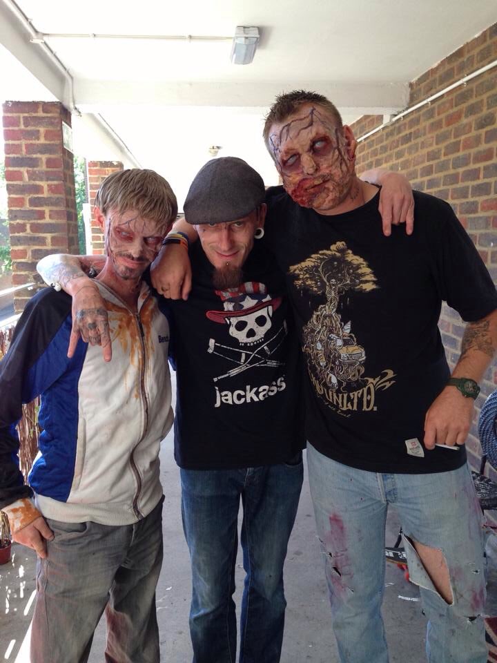darrenpaulkent's tweet image. On set of @welcometoessex film . Proper loved slapping on the MU to become a zombie! @squeaky82 #horror #film