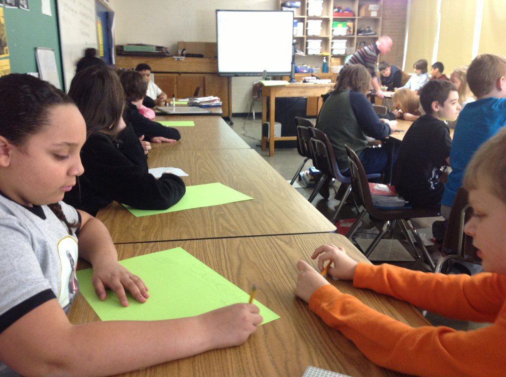 DominionMS's tweet photo. Blue Devils rocking Invention Convention preparation! "Think like a scientist!" says Mr. Kyle Miller! https://t.co/QPCDIBLTG5