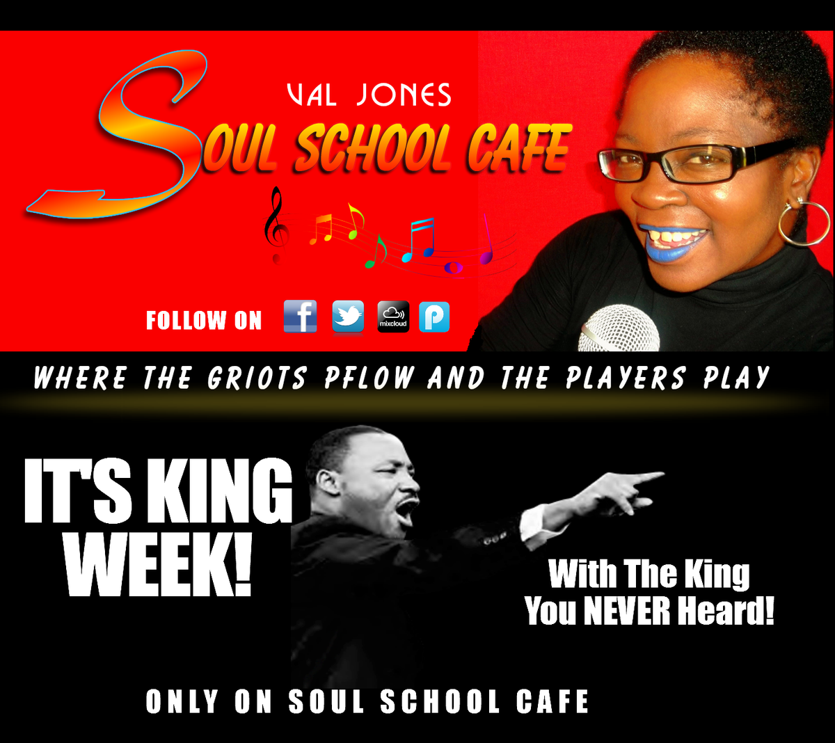 SoulSchoolCafe's tweet photo. BEFORE the media pushes the "myth," learn the MAN! For stations and times:  https://t.co/Am690OhAmB   #MLK2016 https://t.co/udqwbJZY3x