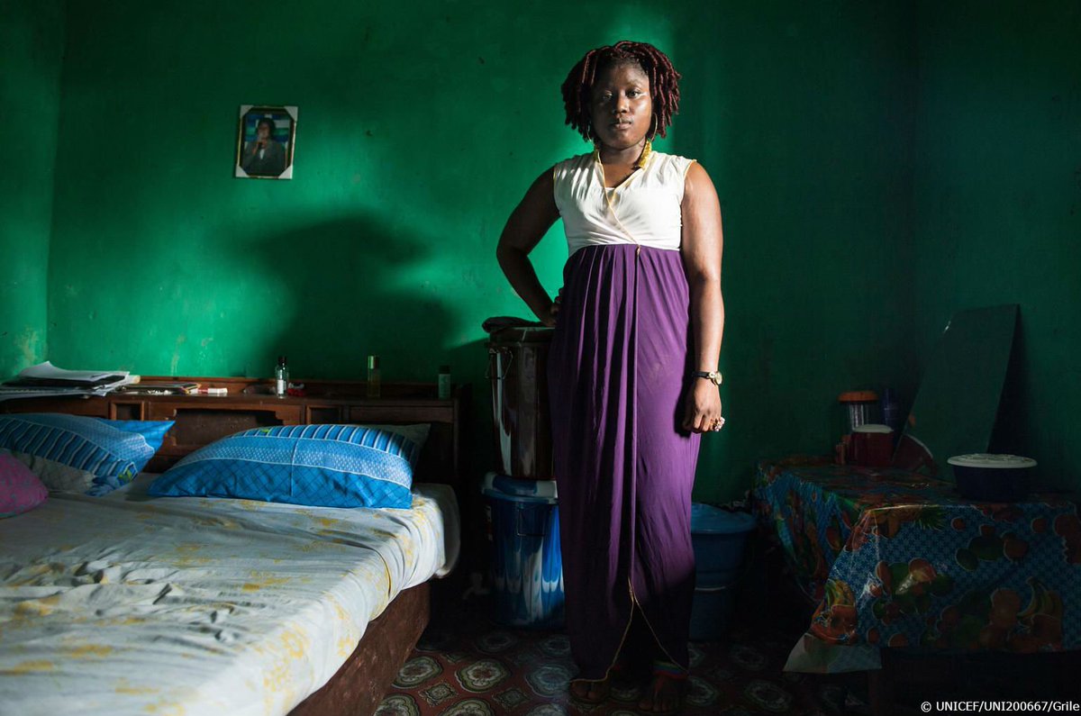 UNICEF's tweet photo. “I volunteer as a social worker helping orphans, widows &amp; survivors” Ebola survivor Emma, Sierra Leone #MyEbolaStory https://t.co/1t8Ml0BmEL