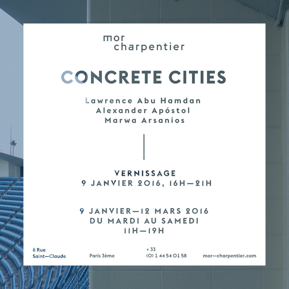 mor charpentier (@mor_charpentier) on Twitter photo Next Exhibition "CONCRETE CITIES" opening Saturday <a href="/mor_charpentier/">mor charpentier</a>
<a href="/LAbuHamdan/">Private Ear</a> #AlexanderApóstol #MarwaArsanios Next Exhibition "CONCRETE CITIES" opening Saturday <a href="/mor_charpentier/">mor charpentier</a>
<a href="/LAbuHamdan/">Private Ear</a> #AlexanderApóstol #MarwaArsanios