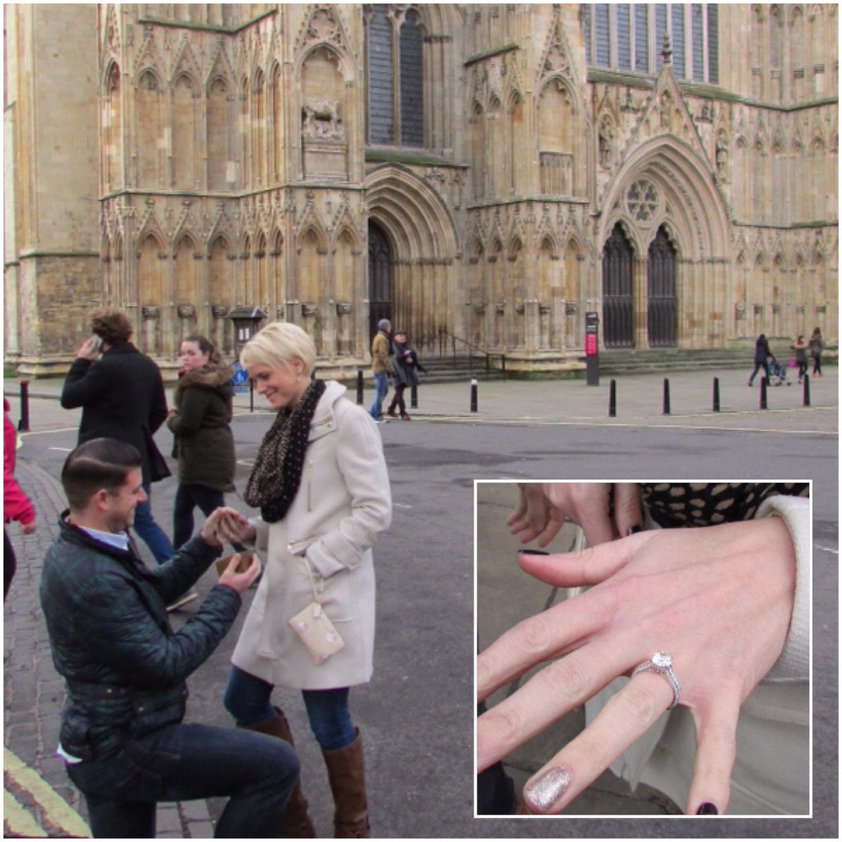 A #Fairytaleproposal in front of York Minster, #England. Congrats to our newly #engaged couple; beautiful #ring!