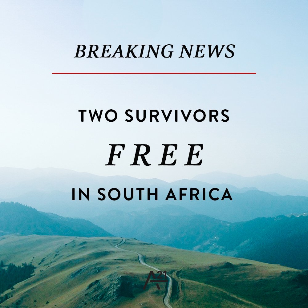 A21's tweet photo. #BREAKINGNEWS: A male and female survivor of human trafficking are starting 2016 in freedom! https://t.co/ogZsqSwQs7