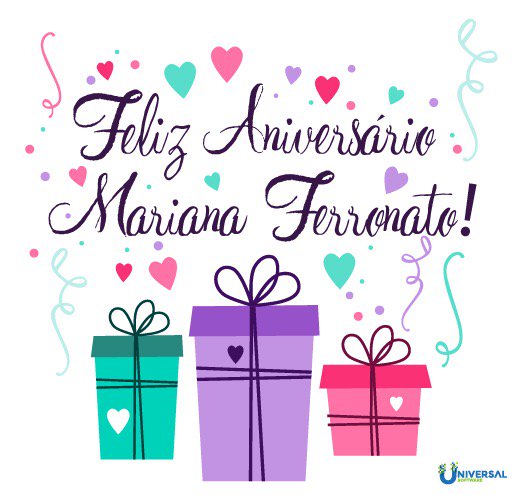 unsoftware's tweet image. Mariana Ferronato, autora do blog @marketingimob:
O time #UniversalSoftware te deseja mtas felicidades e conquistas!