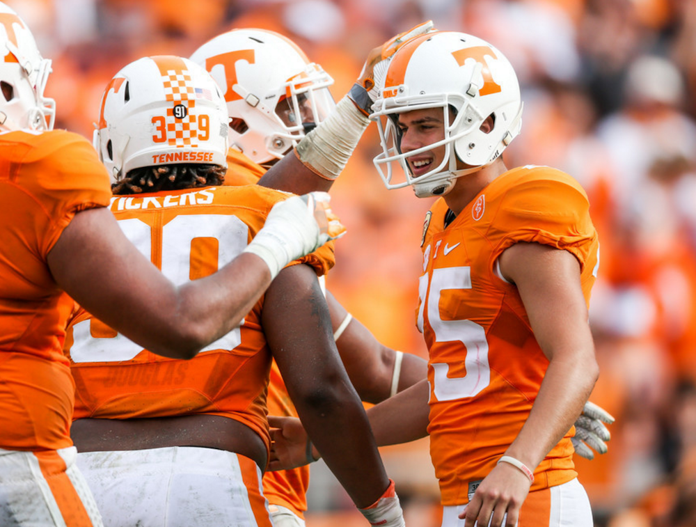 Vol_Football's tweet photo. #VolFact: @MedleyAaron set a new #Vols record for kick scoring in a season with 118 points: https://t.co/YiX9l25dMG https://t.co/ZEqRko76FA