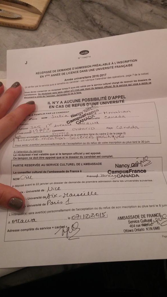 Officially sent my 12 page application to France for 3 French universities :)