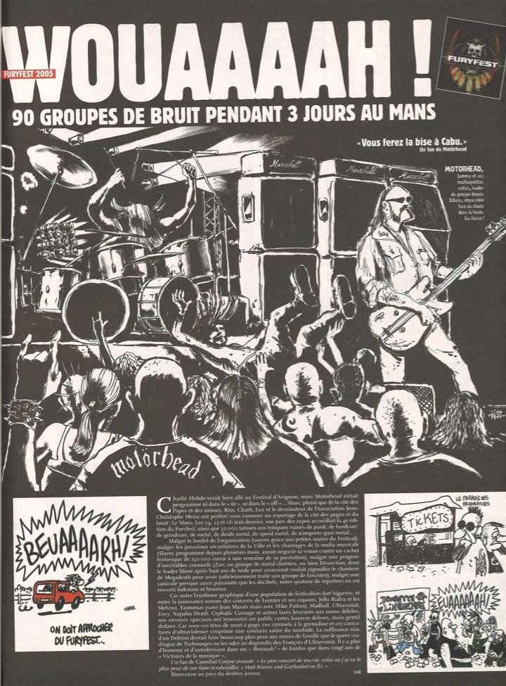 Metalorgie's tweet image. Pour le Fury Fest (pré @hellfestopenair ) en 2005 Charlie Hebdo avait fait un reportage : bit.ly/1n4K4wa